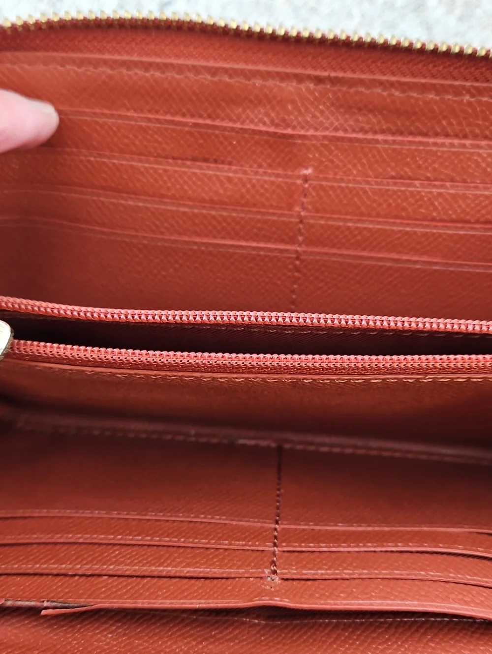 Coach Pebbled Zip Wallet - Rust Brown